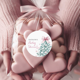 Kerst Winter Meisje Baby shower Ronde Sticker