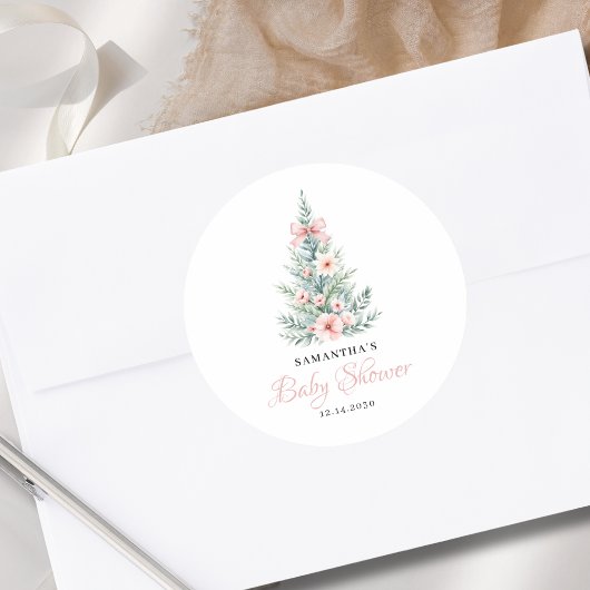 Kerst Winter Meisje Baby shower Ronde Sticker