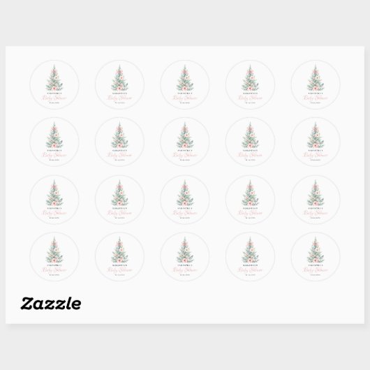 Kerst Winter Meisje Baby shower Ronde Sticker (Vel)