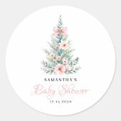 Kerst Winter Meisje Baby shower Ronde Sticker (Voorkant)