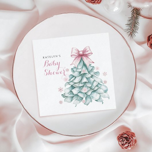 Kerst Winter Meisje Baby shower Servet