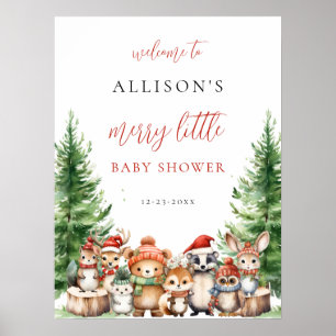 Kerst Winter Merry kleine baby shower bos Poster