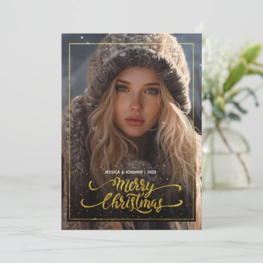 Kerst winter mode meisje kaart (Staand voorkant)