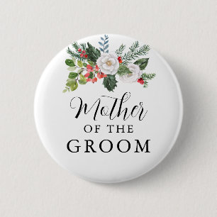 Kerst Winter Moeder van de Bruidegom Bruidsdouche Ronde Button 5,7 Cm