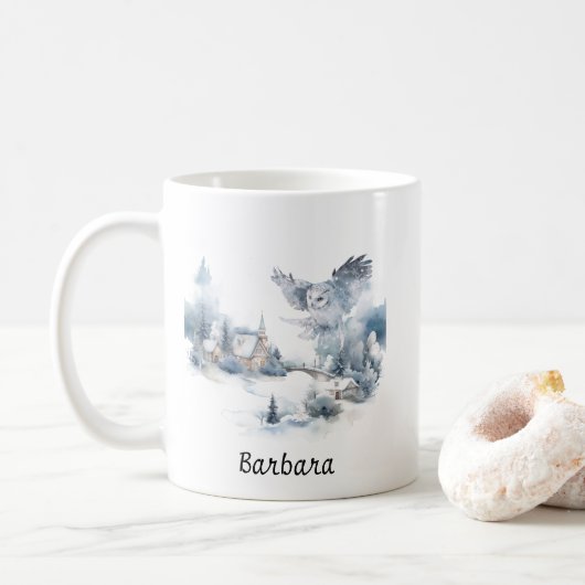 Kerst Winter Mountain Forest Adventure Wolf Koffiemok (Met donut)