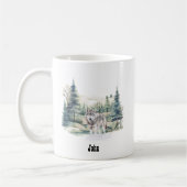 Kerst Winter Mountain Forest Adventure Wolf Koffiemok (Links)