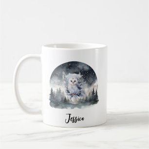 Kerst Winter Mountain Forest Avontuur Uil Art Koffiemok