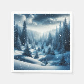 Kerst Winter Mountain Scene Servet (Voorkant)