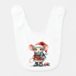 Kerst Winter Mouse Baby slabbetje