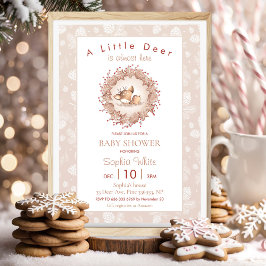 Kerst Winter Neutrale Beige Baby shower Herten Kaart