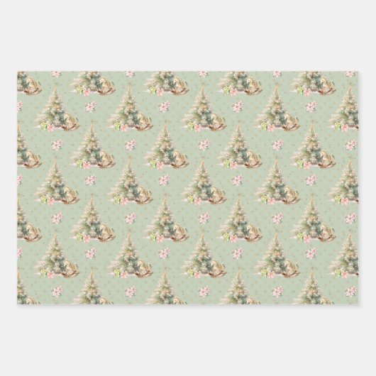 Kerst Winter Onederland goud roze notenkraker Inpakpapier Vel (Voorkant 3)