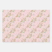 Kerst Winter Onederland goud roze Poinsettia Inpakpapier Vel (Voorkant 2)