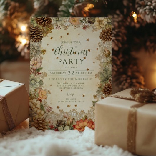 Kerst Winter Pijnboom Elegantie Kaart