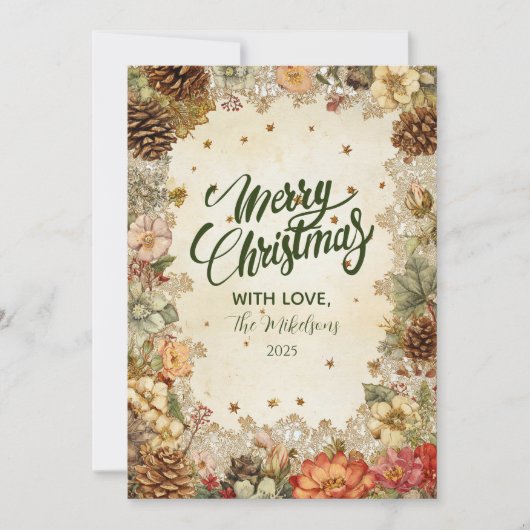 Kerst Winter Pine Elegance Feestdagenkaart (Voorkant)