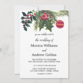 Kerst Winter Pine Tree Waterverf Bruiloft Kaart (Voorkant)