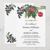 Kerst Winter Pine Tree Waterverf Bruiloft Kaart (Voorkant / Achterkant)