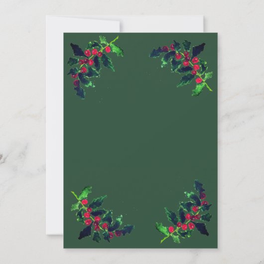 Kerst Winter Pine Tree Waterverf Bruiloft Kaart (Achterkant)