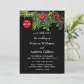 Kerst Winter Pine Zwart Waterverf Bruiloft Kaart (Staand voorkant)