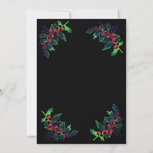 Kerst Winter Pine Zwart Waterverf Bruiloft Kaart (Achterkant)