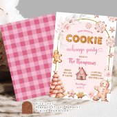 Kerst Winter Pink Cookies Exchange Party Kaart