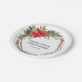 Kerst Winter Poinsettia Waterverf bruiloft Papieren Bordje (Gekanteld)