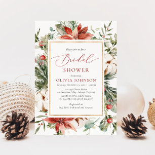 Kerst Winter Red Gold Greenery Vrijgezellenfeest Kaart
