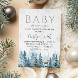 Kerst Winter Rendier Baby shower Invitation Kaart