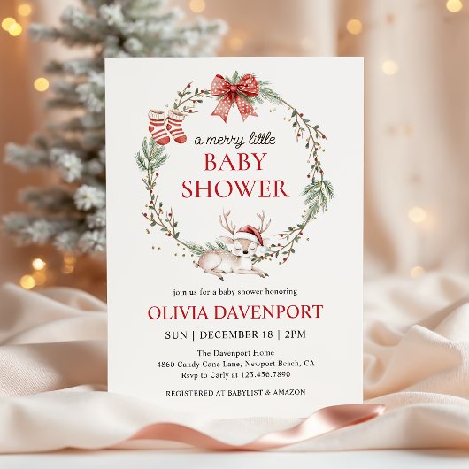 Kerst Winter Rendier Baby Shower Kaart