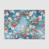 Kerst Winter Rode bessen en dennentakken Tissuepapier (Voorkant)