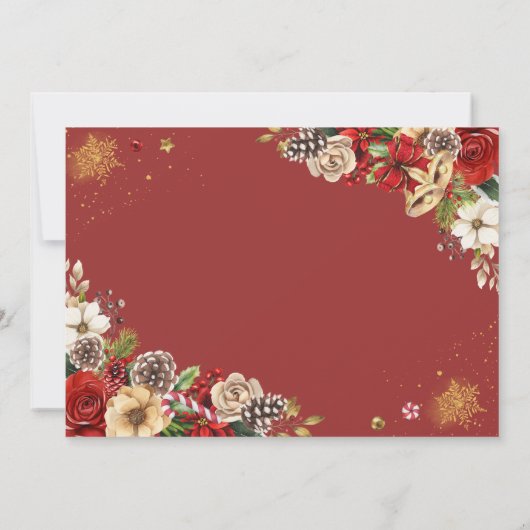 Kerst Winter Rode Gouden Poinsettia Save The Date Kaart (Achterkant)