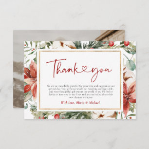 Kerst Winter Rood Groen Goud Huwelijk Bedankkaart