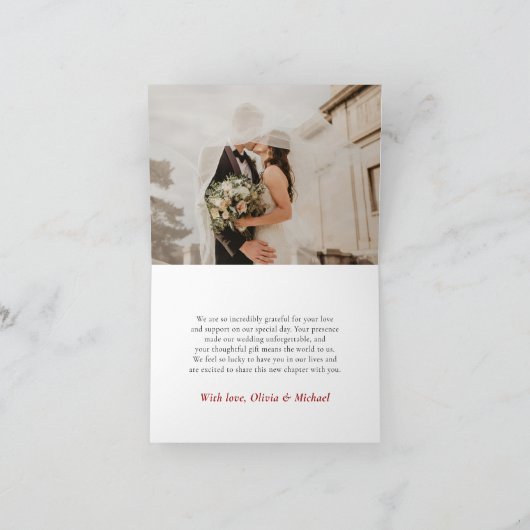 Kerst Winter Rood Groen Goud Huwelijk Bedankkaart (Binnen)