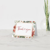 Kerst Winter Rood Groen Goud Huwelijk Bedankkaart (Voorkant)