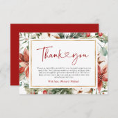 Kerst Winter Rood Groen Goud Huwelijk Bedankkaart (Voorkant / Achterkant)