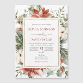 Kerst Winter Rood Groen Goud Huwelijk Magnetische Uitnodiging (Voorkant)