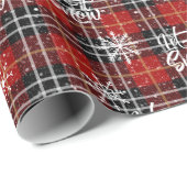 Kerst Winter Rood Zwart Plaid LET IT SNEEUW Cadeaupapier (Rol Hoek)