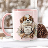 Kerst Winter Roze Cavalier King Charles Puppy Mok