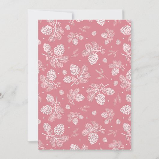 Kerst Winter Roze Herten Pine Cone Baby shower Kaart (Achterkant)