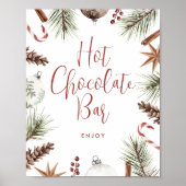 Kerst Winter Rustiek Hot Chocolate Bar Poster (Voorkant)