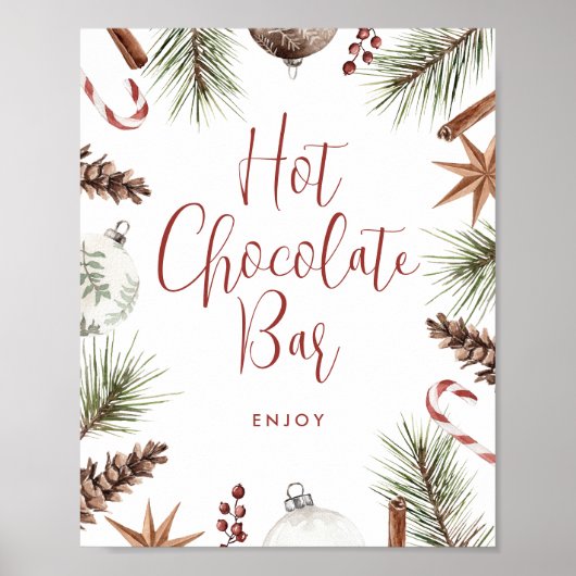 Kerst Winter Rustiek Hot Chocolate Bar Poster (Voorkant)
