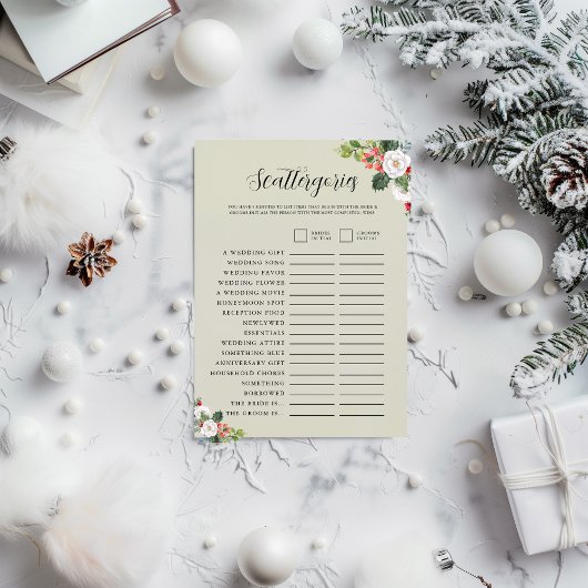 Kerst Winter Scattergories Bruidsdouche Spel  Kaart