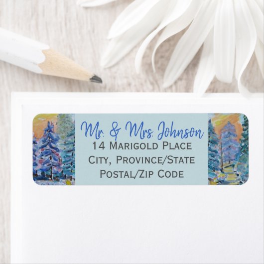 Kerst Winter Scène retour adreslabels Etiket (Insitu)