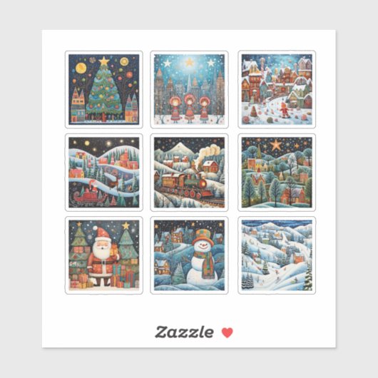 Kerst Winter Scènes Vinyl sticker (Vel)