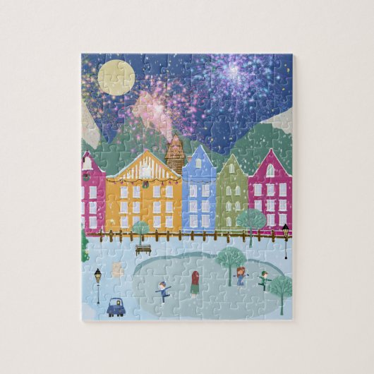 Kerst Winter Schaatsen kunst Legpuzzel (Verticaal)