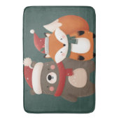 Kerst/Winter Schattige Beer & Fox Badmat (Voorkant Verticaal)