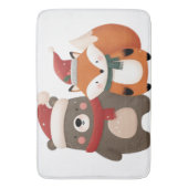 Kerst/Winter Schattige Beer & Fox Badmat (Voorkant Verticaal)