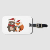 Kerst/Winter Schattige Beer & Fox Bagagelabel (Voorkant (horizontaal))