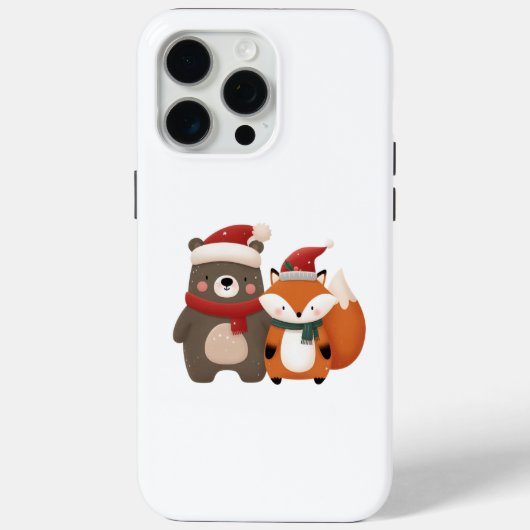 Kerst/Winter Schattige Beer & Fox Case-Mate iPhone Case (Achterkant)