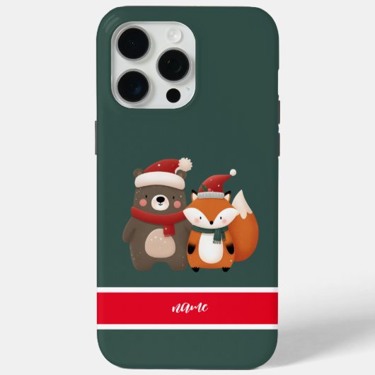 Kerst/Winter Schattige Beer & Fox Case-Mate iPhone Case (Achterkant)