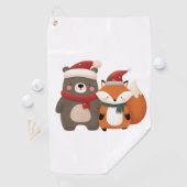 Kerst/Winter Schattige Beer & Fox Golfhanddoek (Insitu)